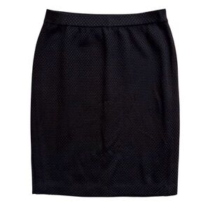 St John Black Knit Pencil Skirt Textured Basketweave Designer Quiet Luxury Sz 6
